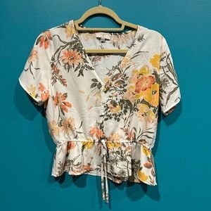 Floaty LOFT Floral Blouse - White and Orange